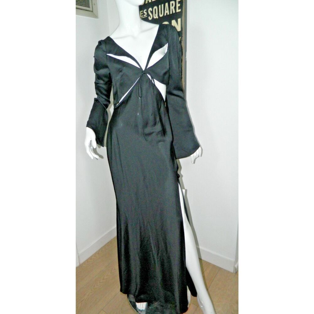 ASOS Design Dress Size US 8 Black Cutout Bell Sleeves Side Split‎ Maxi